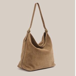 VESTIRSI Savannah Brown Suede Hobo Bag Tan Suede Shoulder Bag